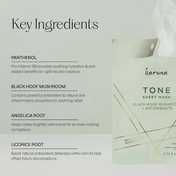 Karuna Skin | Set of Three Sheet Face Masks | Tone and Drench - Picture 2 of 4